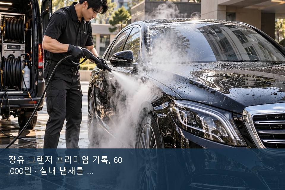장유 그랜저 프리미엄 기록, 60,000원 · 실내 냄새를 연 기록