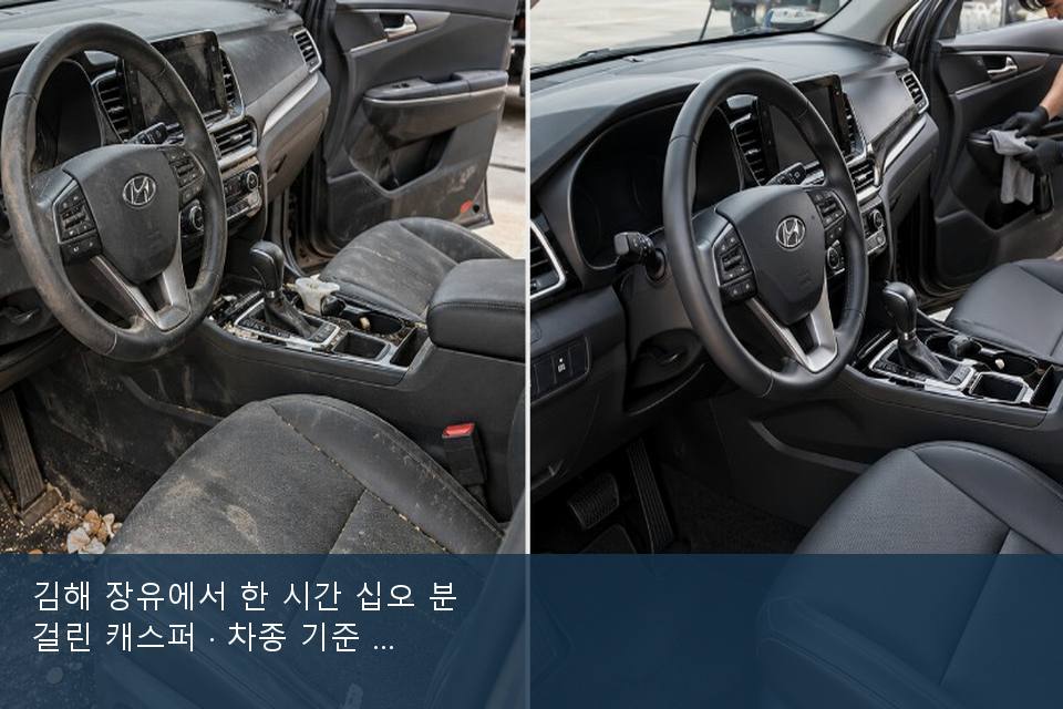 김해 장유에서 한 시간 십오 분 걸린 캐스퍼 · 차종 기준 금액